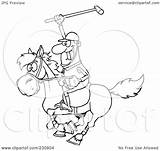 Polo Holding Outline Player Coloring Illustration Stick Royalty Clipart Rf Toon Hit sketch template