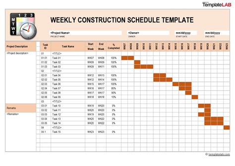 construction schedule templates  word excel templatelab