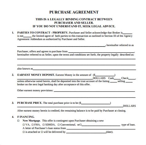 printable mobile home purchase agreement