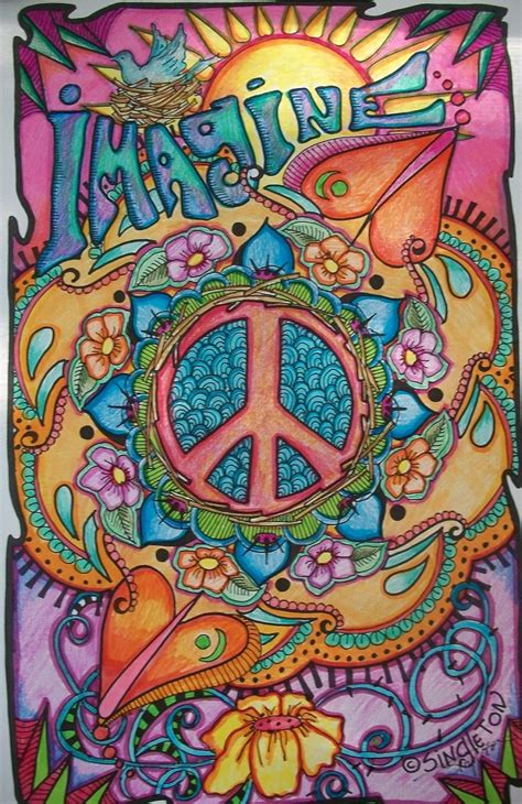 give  peace peace     singleton hippie art  words