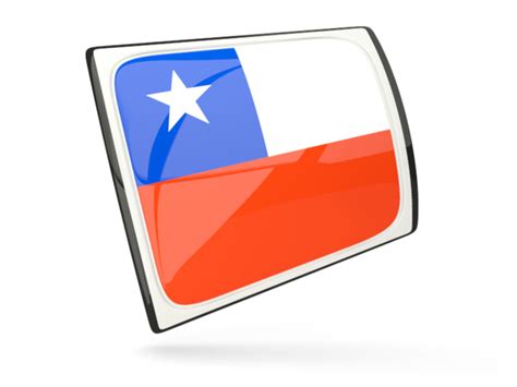 glossy rectangular icon illustration  flag  chile
