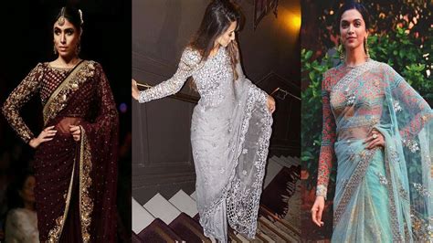 Latest Designer Full Sleeves Blouse For Net Sari Full