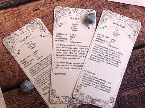 dnd printable spell cards etsy