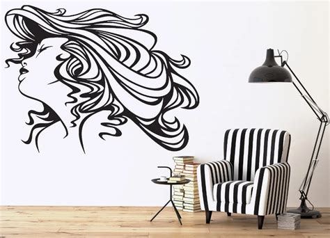 Vinyl Decal Spa Beauty Silhouette Sexy Lady Beautiful Hair Wall Sticker