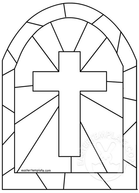 printable stained glass cross easter template