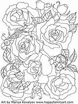 Coloring Pages Rose Roses Flower Flowers Adult Printable Drawing Adults Family Happy Line Georgia Keeffe Outline Books Bunch Mandala Fun sketch template