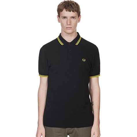 Fred Perry Polo Shirt Black Yellow