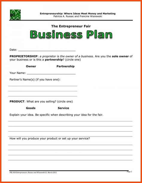 simple business plan template  addictionary