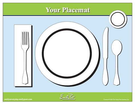 printable placemat  learning   set  table emily post