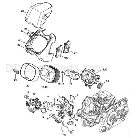 stihl ms  chainsaw ms parts diagram carburetor bracket