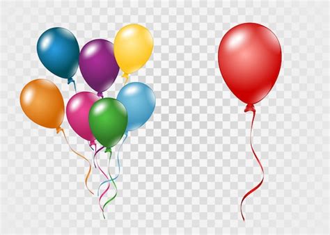 vliegende ballonnen veelkleurige ballonnen op een transparante achtergrond premium vector