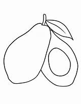 Avocado Aguacate Coloring Medio Rama Fruta sketch template