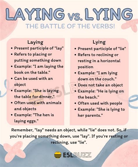laying  lying clearing  confusion  english learners eslbuzz