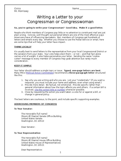 write  letter   representative  united states congress