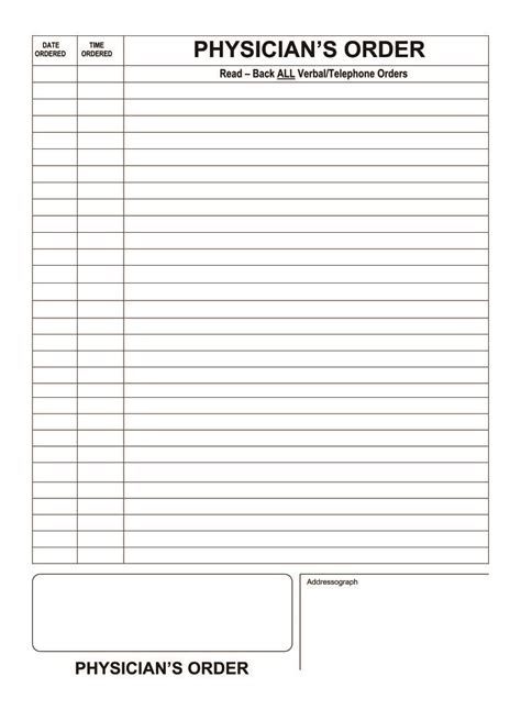 printable physician order sheet     printablee