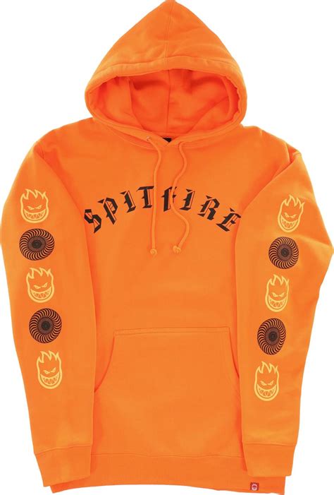 spitfire  english combo sleeve hoodie safety orange ebay   hoodies sleeves