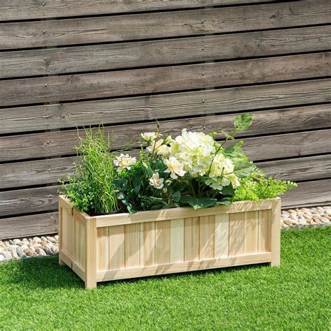 rectangle wood flower planter box portable folding raised vegetable