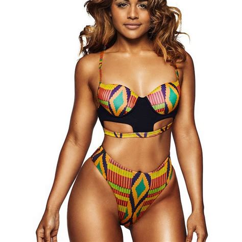 Sexy South African Golden Bikini High Waist Swimsuit Two Pieces