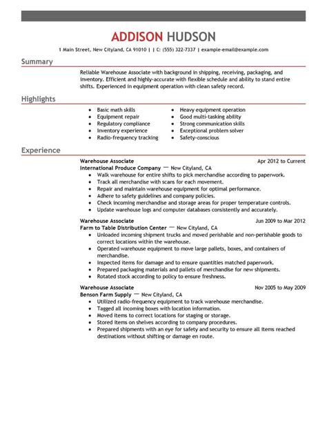 professional warehouse worker resume examples inventory management