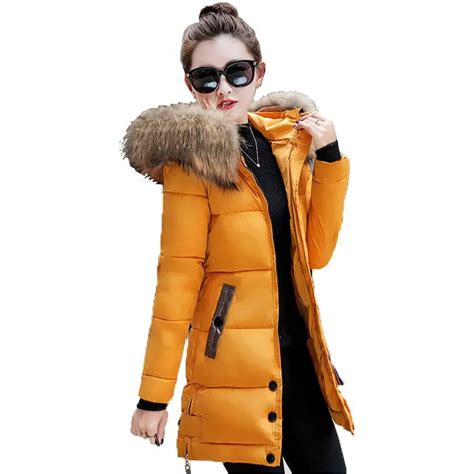 winter jacket women big fur hooded parka long coats cotton padded