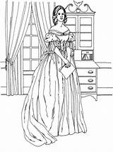 Coloring Victorian Pages Fashion Noblewomen Adult Vintage Women Woman Dresses Printable Books Dress Book Color Adults Print Challenging Dolls Paper sketch template