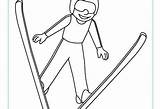 Ski Colouring Jumping sketch template