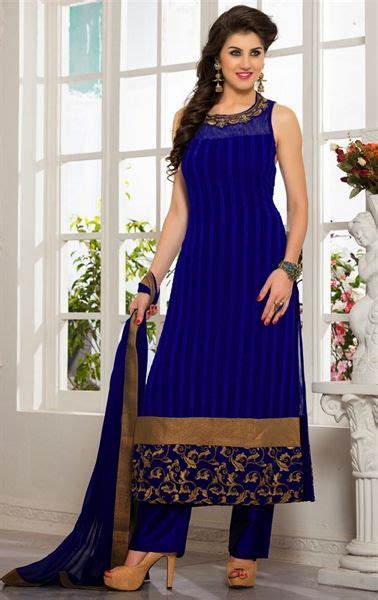 picture of dazzling diva royal blue color salwar kameez