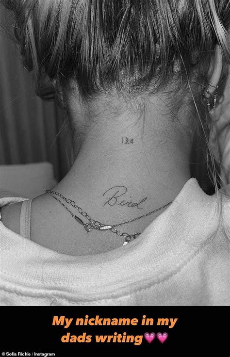 sofia richie shows off new tattoo of her nickname bird in dad lionel