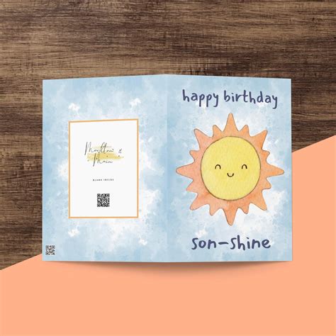 printable son birthday card instant  print  home etsy