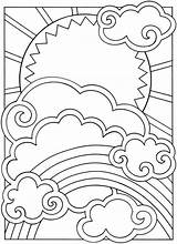 Coloring Pages Kids Printable Sun Moon Sheets Color Dover Colouring Stars Adult Publications Clouds Printables Adults Book Rainbow Books Star sketch template