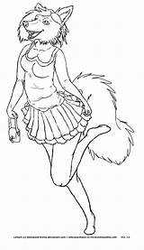 Anthro Wolf Lineart sketch template