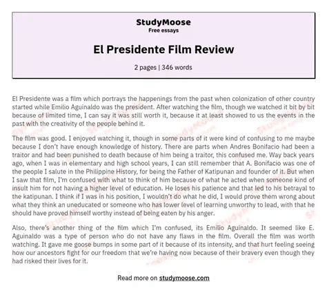 el presidente film review  essay