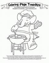 Coloring Bbq Pages Tuesday Mary Elizabeth Elephant Visits Clipart Color Dulemba Happy Ing Patriotic Popular Library Template sketch template