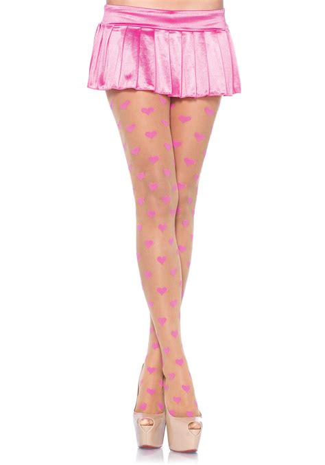 be mine spandex sheer pantyhose with woven hearts pink n