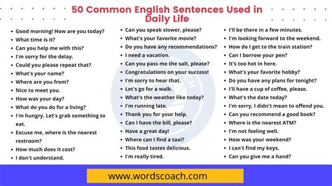 common english sentences   daily life word coach
