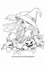 Coloring Pages Witch Halloween Adult Printable Color Colorear Book Printables Pumpkins Witches Colouring Dibujos Drawings Fairy Para Bruja Coloriage Choose sketch template