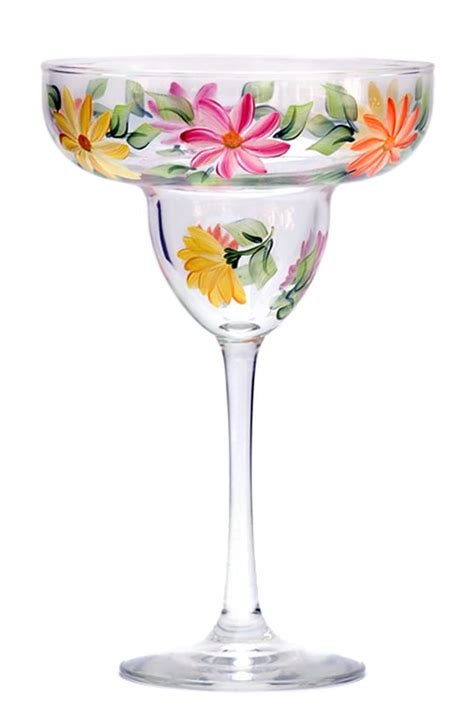 Summer Daisies Margarita Glass Wineflowers Stained Glass Paint