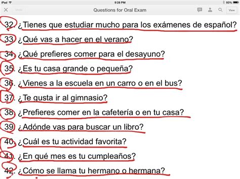 Questions 32 42 Of Spanish 1 Oral Exam Language Spanish Spanish