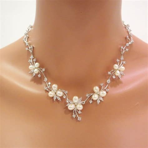 pearl bridal necklace set pearl bridal earrings wedding jewelry set bridal freshwater pearl