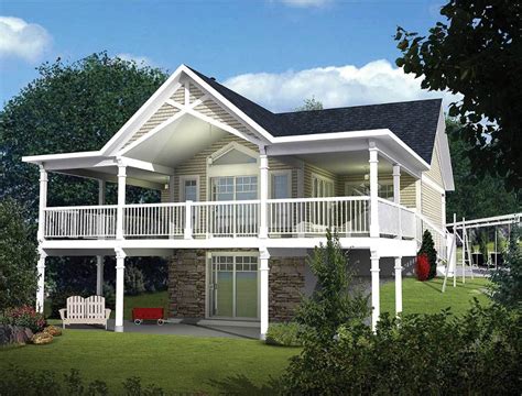 plan pm expansive vaulted deck vacation house plans lake house plans basement house plans