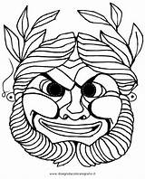 Greca Maschere Mask Maschera Masks Colorare Teatro Disegno Greco Antica Greece Nazioni Greche Grego Mythology Grecia Theatre Grega sketch template