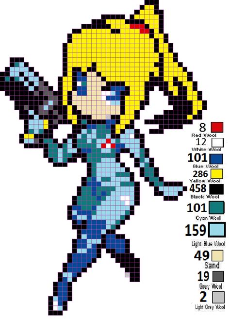 minecraft make pixelart easy chibi zero suit samus by animelovelover123 on deviantart