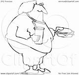 Fat Coloring Outline Woman Eating Food Illustration Fast Royalty Vetor Clip Clipart Djart Pages Cox Dennis Old Getdrawings Drawing Template sketch template