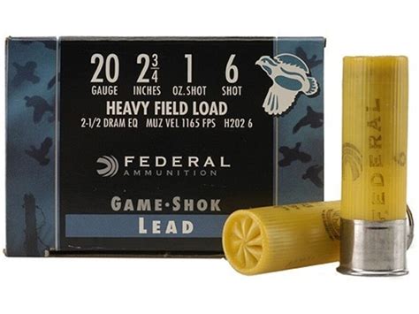 Federal Game Shok Heavy Field Load Ammo 20 Ga 2 3 4 1oz 7 1 2 Shot