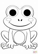 Coloring Frog Pages Cute Cartoon Printable Drawing sketch template