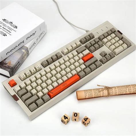 ajazz ak retro game wired rgb mechanical keyboard  key pbt ball key cap brown black switch