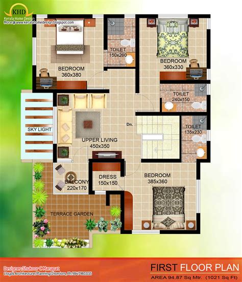 sq ft  bedroom contemporary villa elevation  plan kerala home design  floor plans