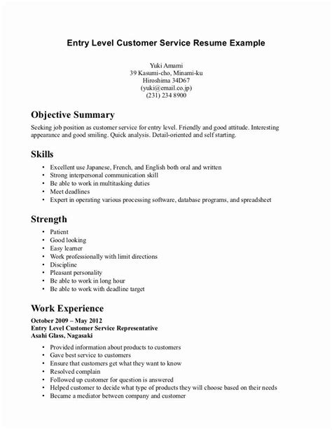 entry level customer service resume unique  resume customer service