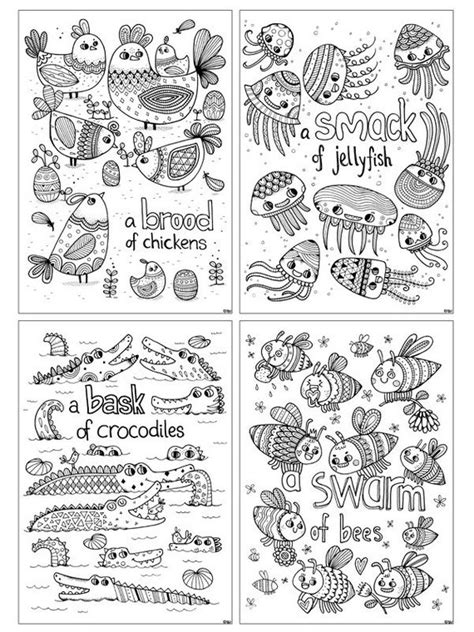 colouring  sheets animals  pattern printable instant