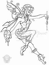 Fairy Lineart Steampunk Deviantart Drawings Coloring Pages Tattoo Line Drawing Fantasy Adult Visit Sketch Celia Doll She Book Mermaid sketch template